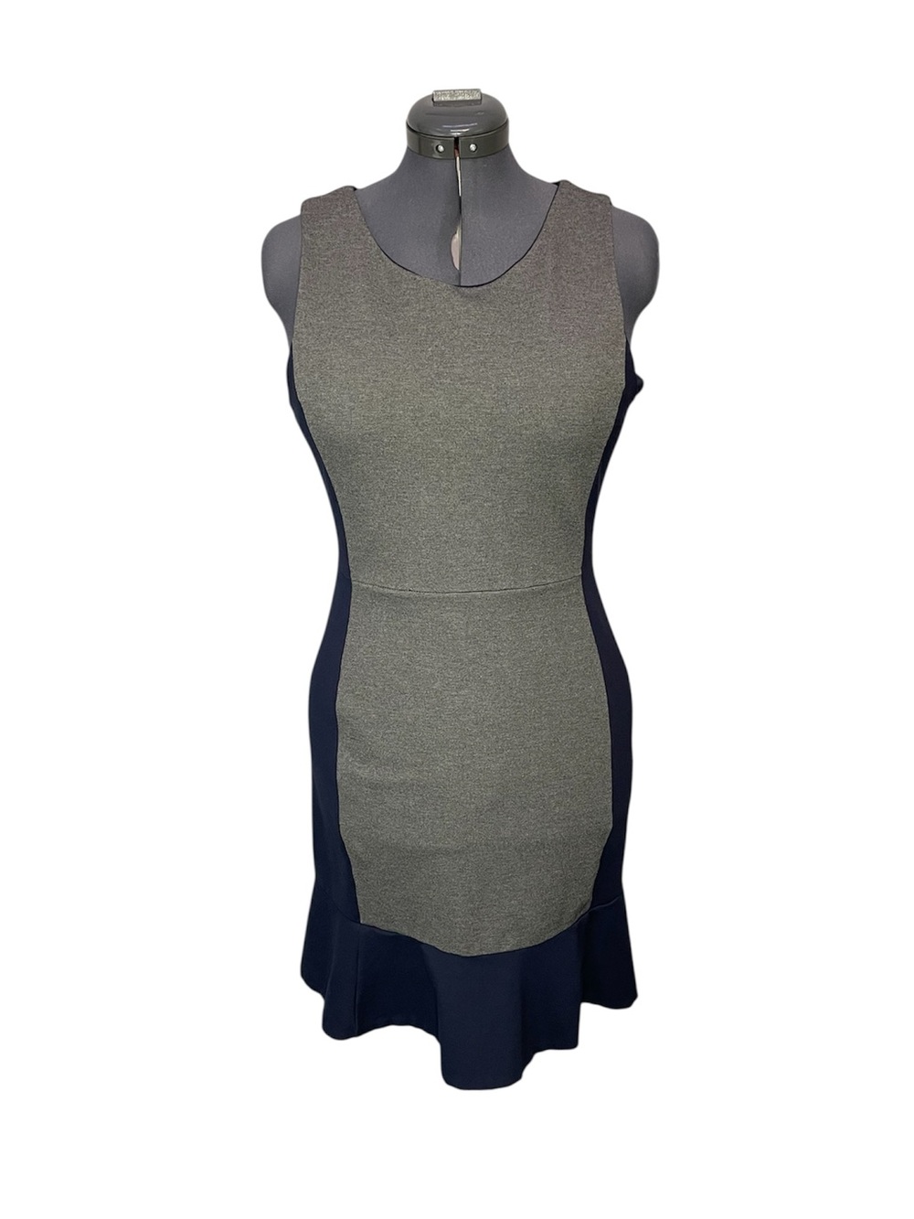 J Crew Knit Sleeveless Sheath Dress Size 10 Navy Blue Grey Colorblock A4162
